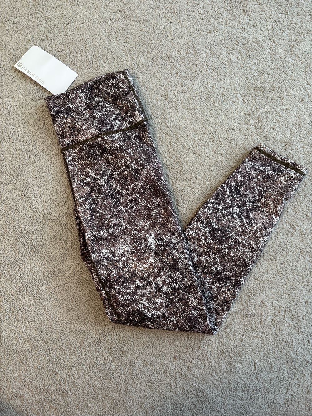 Fabletics Brown and White Speckle Leggings, Women’s Small, NWT